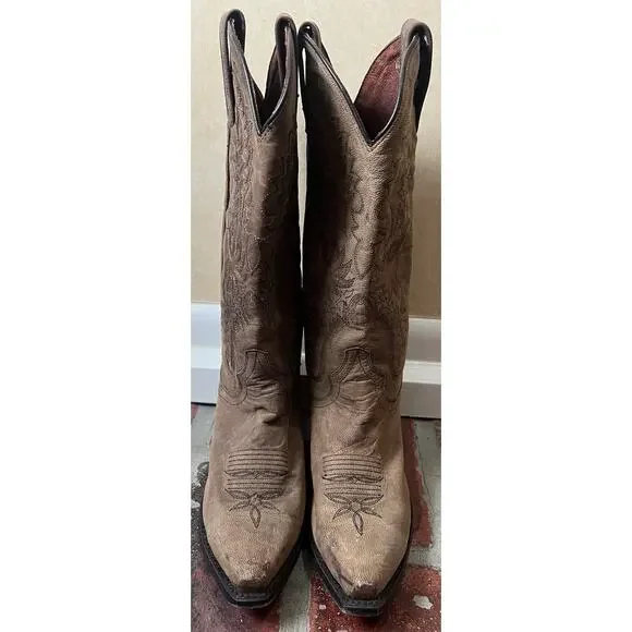 Dan Post Brown Leather Cowboy Boots Size 6 Womens Western - Picture 5 of 12